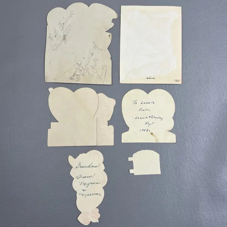 Vintage DAMAGED Lot Of 5 Valentine Die Cut Cards Kids Lion Dog Coffee