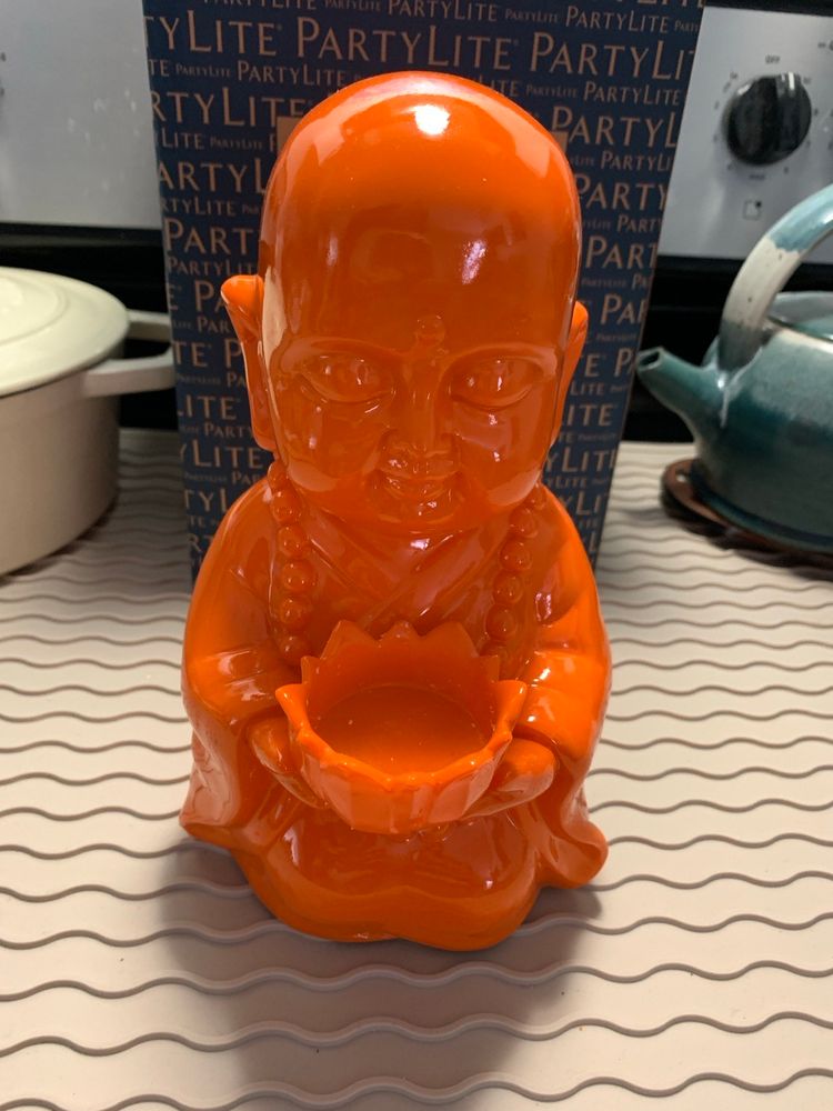 PartyLite Orange Buddha Tealight Holder