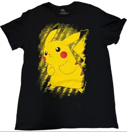 Pokémon Pikachu Electric Static Black Graphic Print Adult Black T-Shirt - L