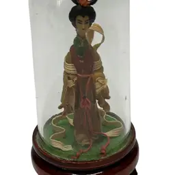 Vintage Miniature Figure Of Chinese Lady (dough Figure) Within Glass Cover
@ 4” Tall