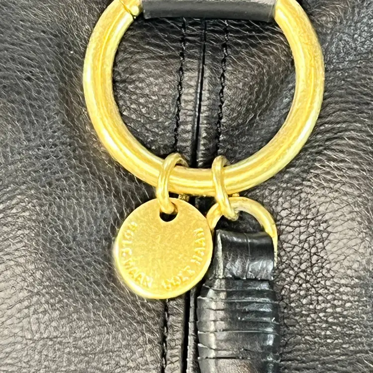 Cole Haan Leather Shoulder Bag Black Gold Hardware