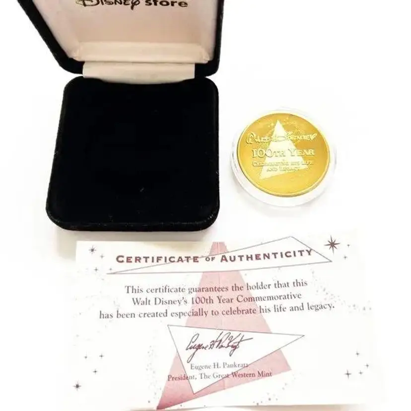 Walt Disney 100th Year 2001 The Great Western Mint Bronze COA Medallion