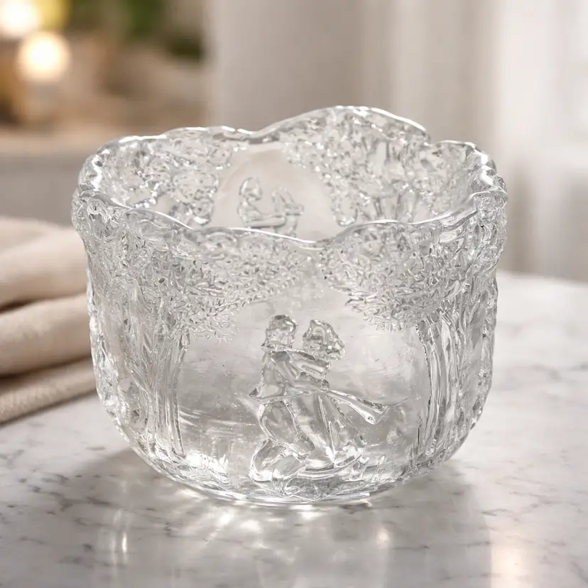 Vintage 1970's Kosta Boda "Rhapsody" Crystal Glass Bowl, Made in Sweden, 3" Tall