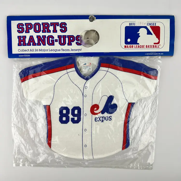 Vintage 1989 Montreal Expos Sports Hang Ups Mini Jersey for Car Window