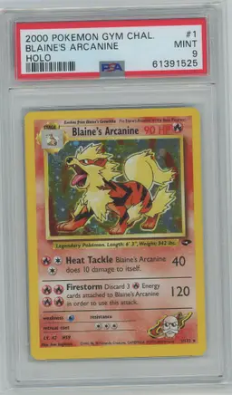 Pokémon 2000 Gym Challenge Blaine's Arcanine #1 Holo PSA 9