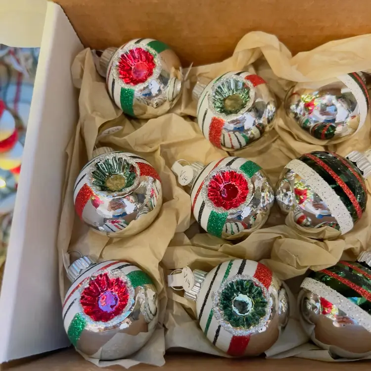 12pc Vintage Shiny Bright Ornaments By Christopher Radco