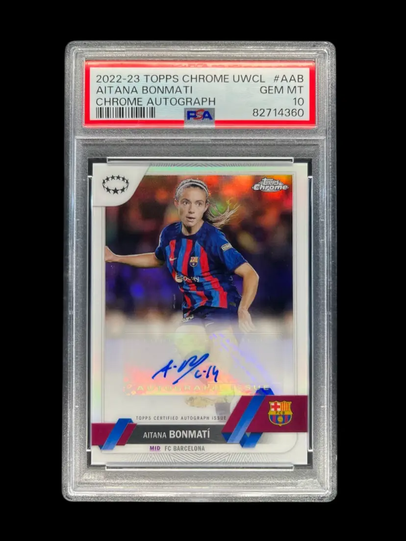Aitana Bonmati 2022/23 Topps Chrome UWCL Autograph PSA 10 Barcelona Soccer Card