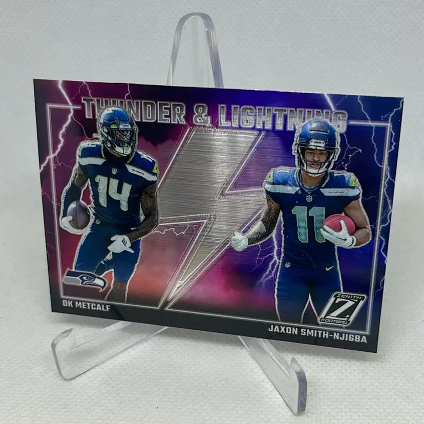 2023 Panini Zenith - Thunder & Lightning #19 DK Metcalf, Jaxon Smith-Njigba (RC) Seattle Seahawks