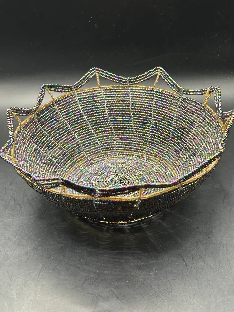 Beaded And Wire Handmade Decorative Basket Bowl