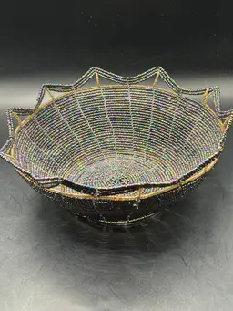 Beaded And Wire Handmade Decorative Basket Bowl