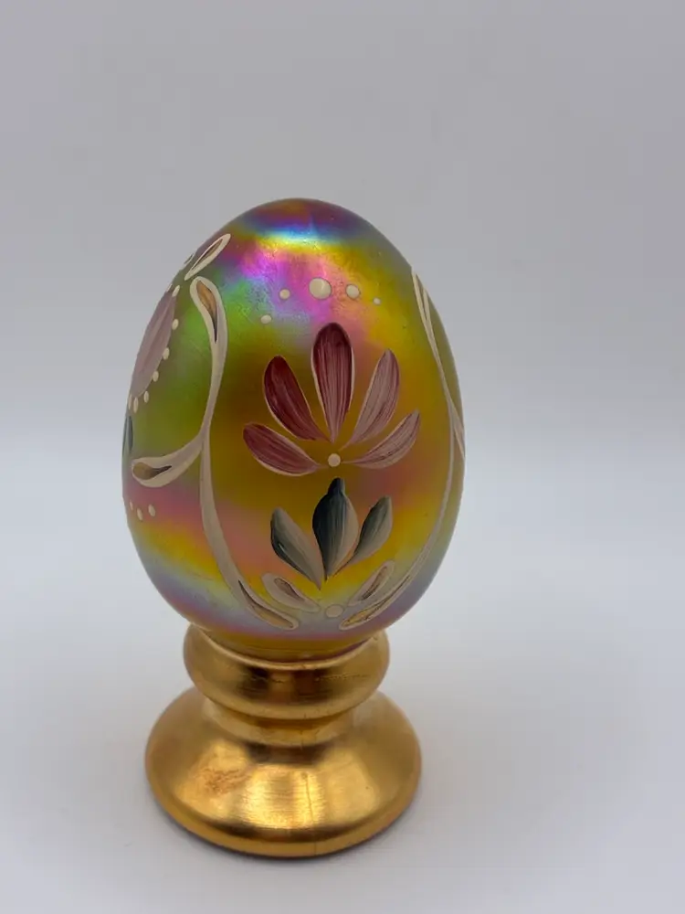 Fenton Hand Painted Signed And Numbered Pedestal Egg 3.5”