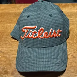 Titleist Gray On Gray Checks With Orange And White Logos. (great Condition). Strap Back Adjustable Hat