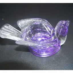 Degenhart Pressed Glass Bird with Berry Salt Cellar Lavendar and Clear
