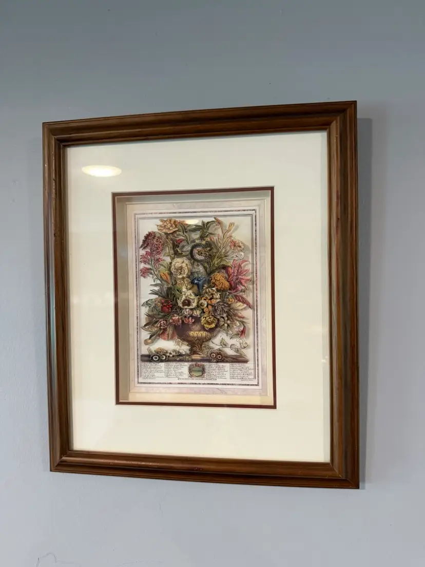Beautiful vintage Framed 3D Botanical Floral Wall Art - September