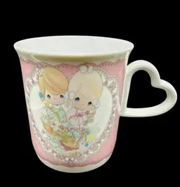 Vintage Precious Moments Mug "To My Forever Friend" 1991 - Heart Shaped Handle - “Galentines” Day