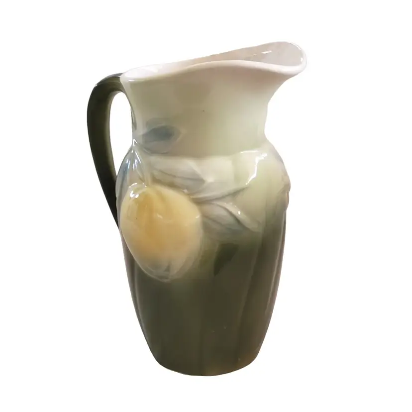 Royal Copley Pear Decorated Ceramic Pitcher 8" tall approx. Vintage READ DESCRIP
