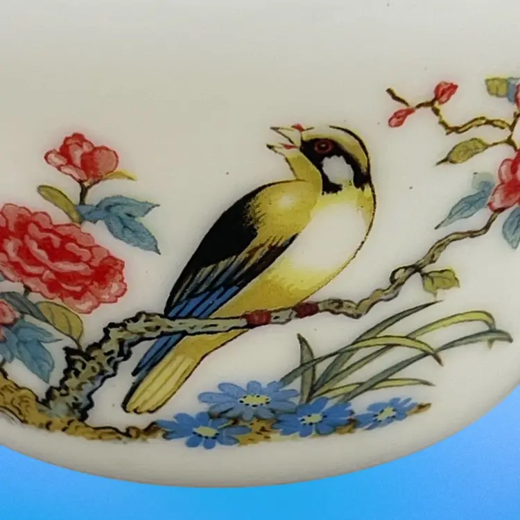 Avon Milk Glass Ginger Jar With Bird And Flowers