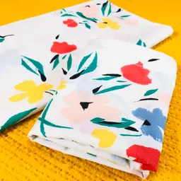 Vintage 80s FIELDCREST USA Tulip Floral Bouquet Pillowcase Set: Paint Brush Stroke - Retro Print Bedding