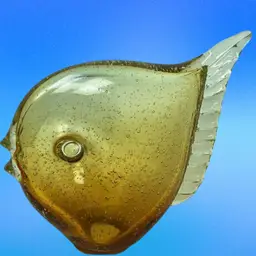Art Glass Amber Sea Bubble Fish 6 Inches tall Art Glass
