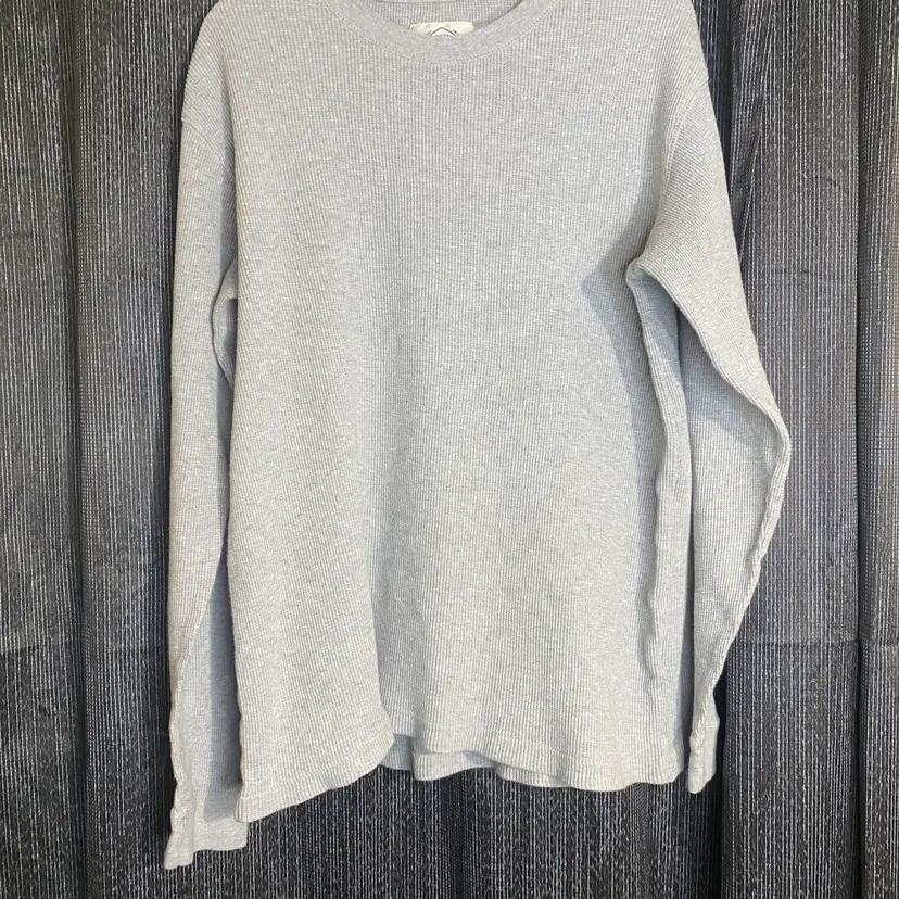 St John's Bay Men's Size Large Gray Long Sleeve Waffle-Knit Shirt