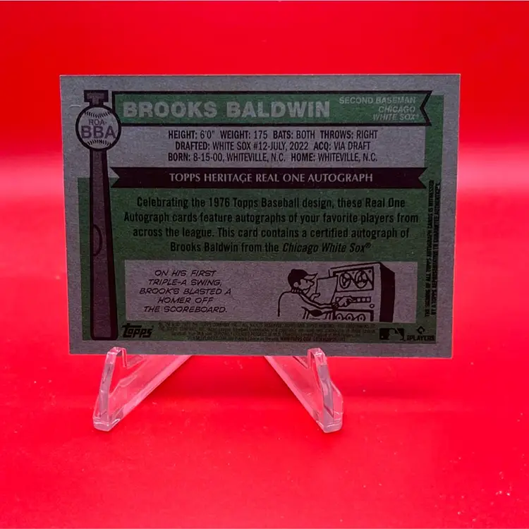 Brooks Baldwin 2025 Topps Heritage RC Auto Chicago White Sox