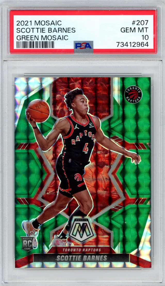 2021 Mosaic SCOTTIE BARNES RC Rookie Green Mosaic Prizm #207 RAPTORS PSA 10 GEM MT
