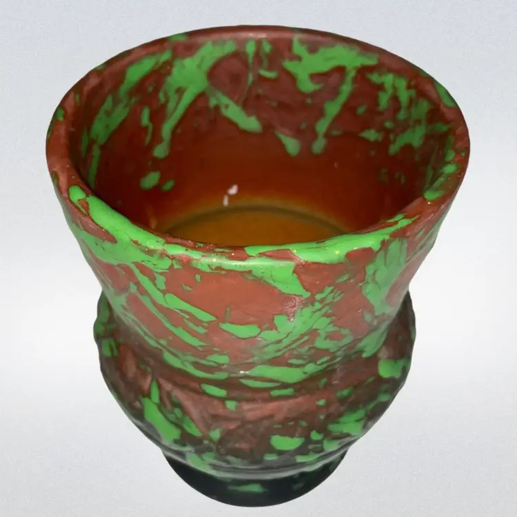 Greora Weller Pottery Vase With Raised Design - Green