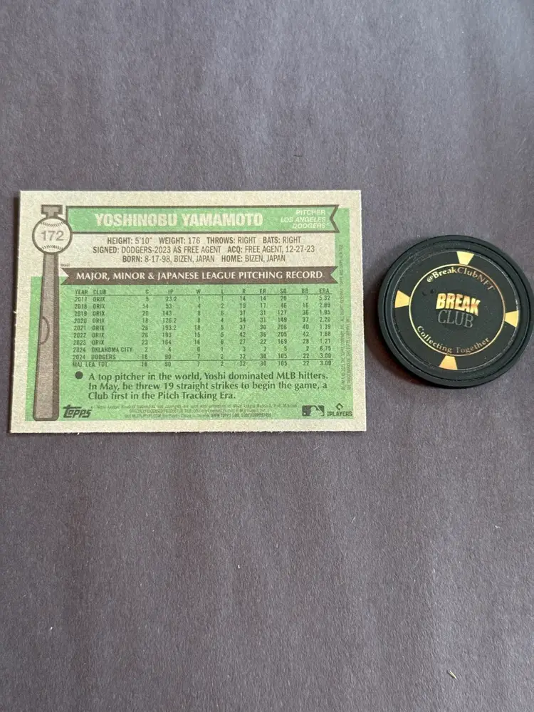 2025 Topps Heritage Yoshinobu Yamamoto
Los Angeles Dodgers