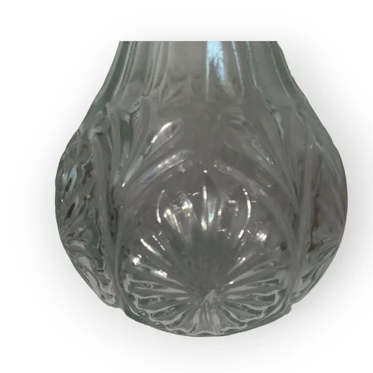 Vintage Pressed Glass Wine Liquor Decanter Bottle Starburst 10" EUC