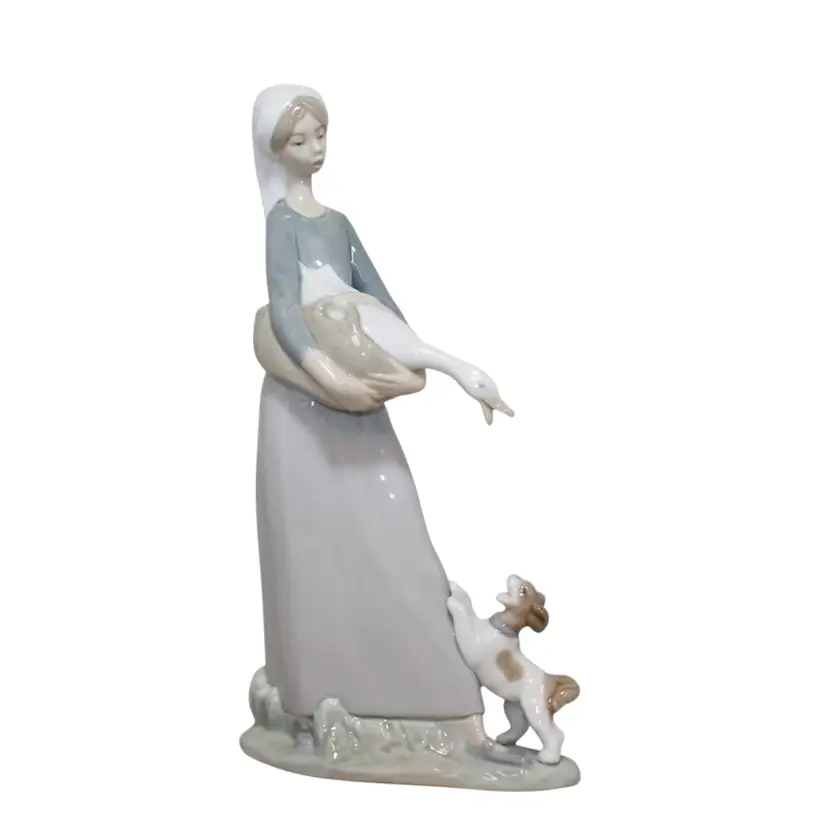 Lladro Girl With Goose And Dog