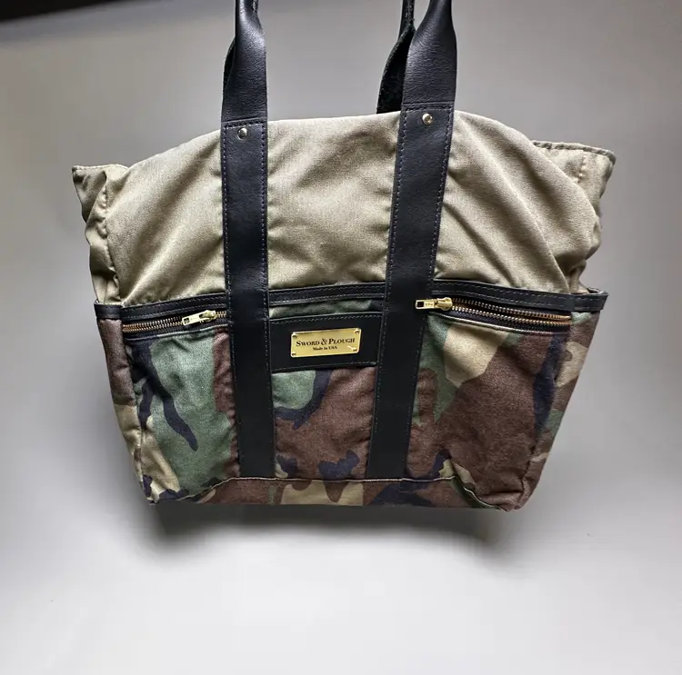 Sword and Plough Camo Tote Bag - Made in USA - camouflage 19”x13”- Zip large