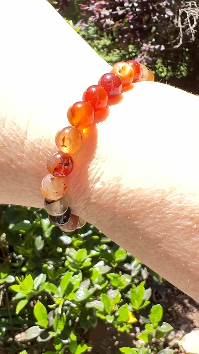 Dream Agate 8mm Stone Beads Bracelet. 6-1/4" to 7" Stretch Bracelet Jewelry.
