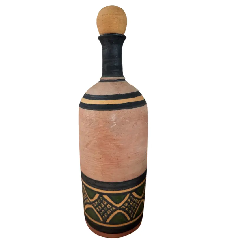 Mexican Signed Stoneware Pottery Tonala Decanter