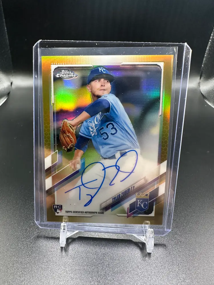 TYLER ZUBER GOLD AUTO /50 2021 TOPPS CHROME RA-TZ RC ROYALS PITCHER