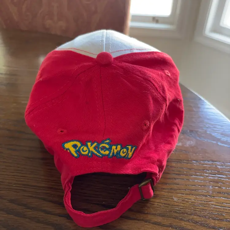 Pokemon Ash Ketchum Trainer Hat Red White Adjustable Cap Vintage Style Cosplay