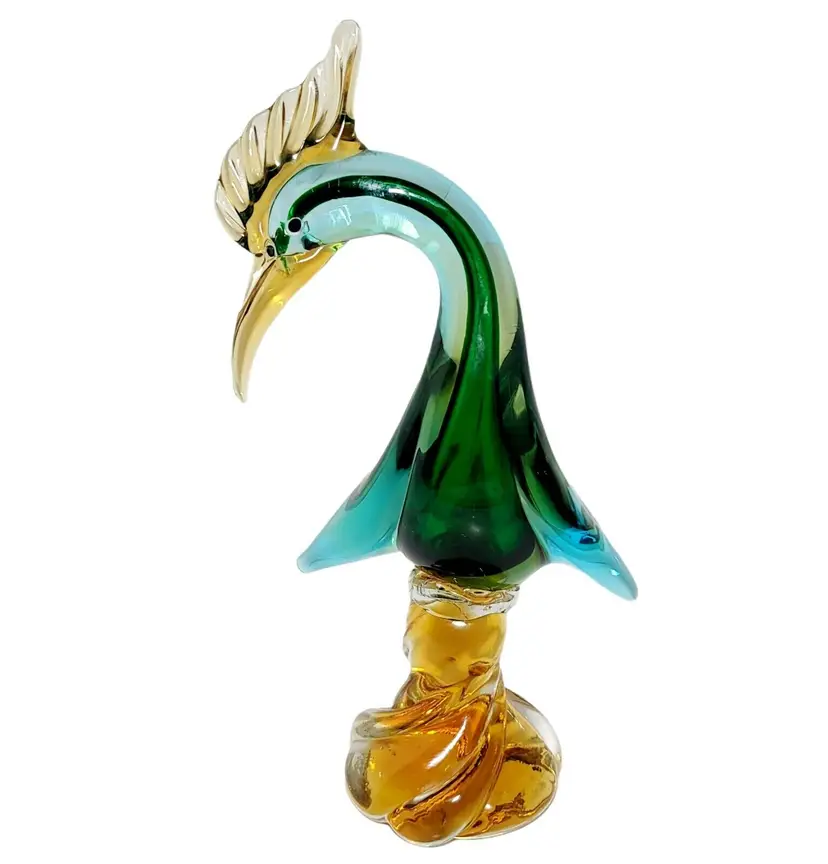 Jordan Import JIC Multi Colored Murano Italian Art Glass Swan Duck Bird Figure