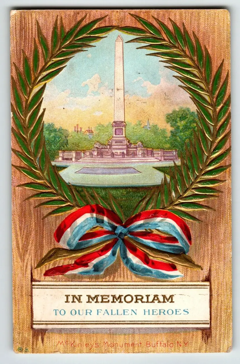 Memorial Decoration Day Postcard McKinleys Monument Fallen Heroes Nash Embossed