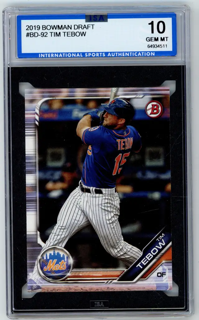 2019 Bowman Draft TIM TEBOW #BD-92 ISA 10 GEM MT