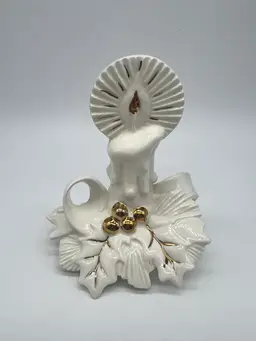 #16 Vintage Ceramic Candle Holder With Gold Accents