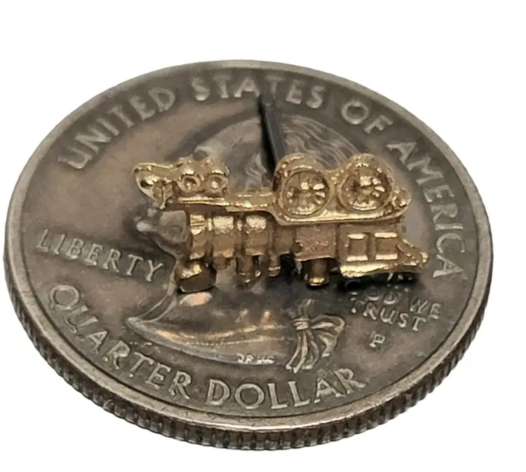 Gold Tone Stainless Steel  Steam Engine Train Post Earrings