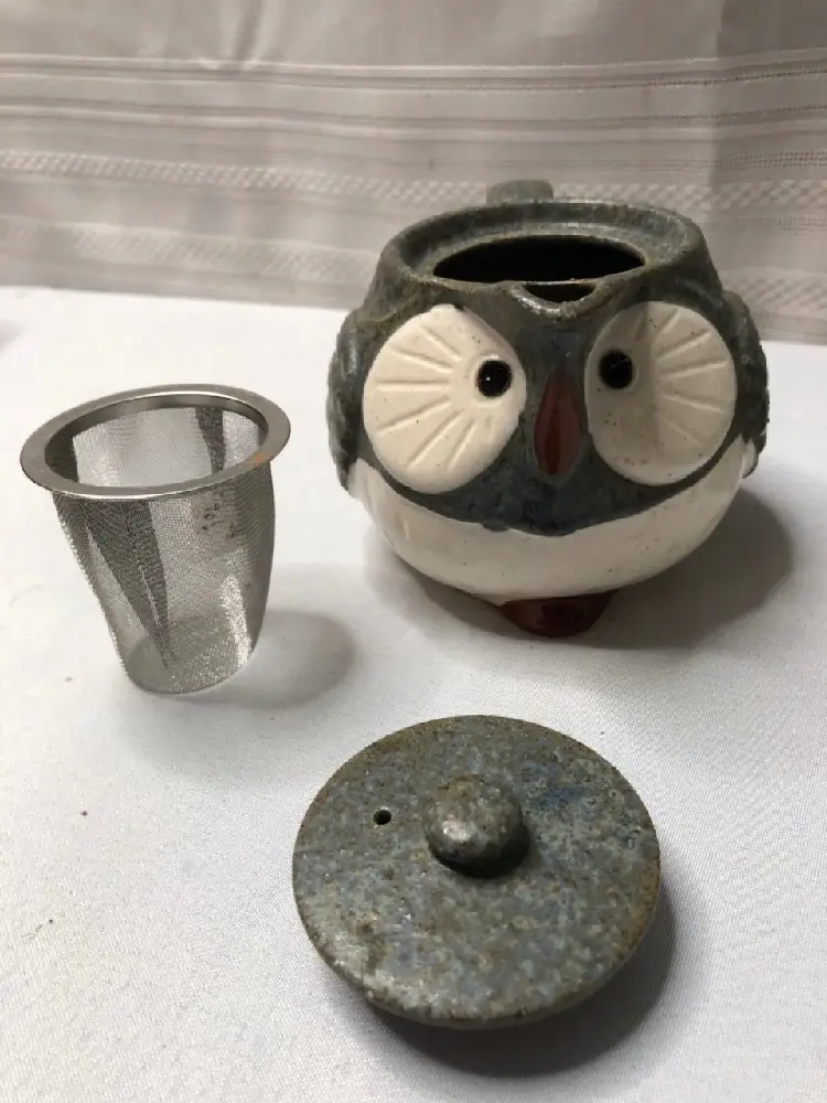 SET of 3 Japanese Kotobuki Tea Pot & Cups Set Midnight Lucky Owl Made in Japan