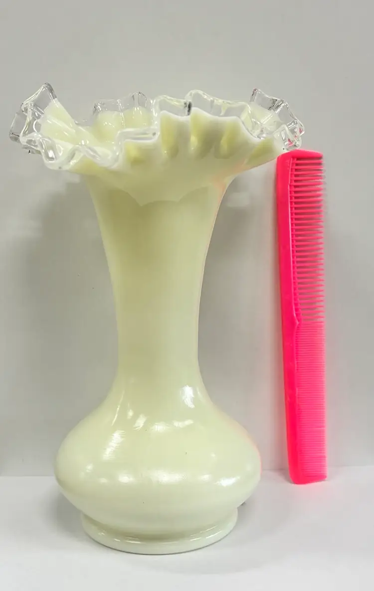Fenton Ivory Uranium Glass Vase