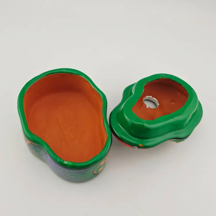Mexico Green Sugar Skull Painted Trinket Box