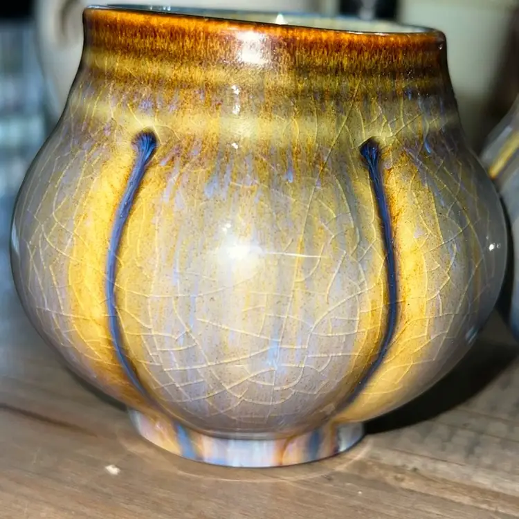 Studio Art Pottery, Set Of Two , Signed, 3.5” Tall, Beautiful Blue Glaze, Votive, Planters, Trinket Dish