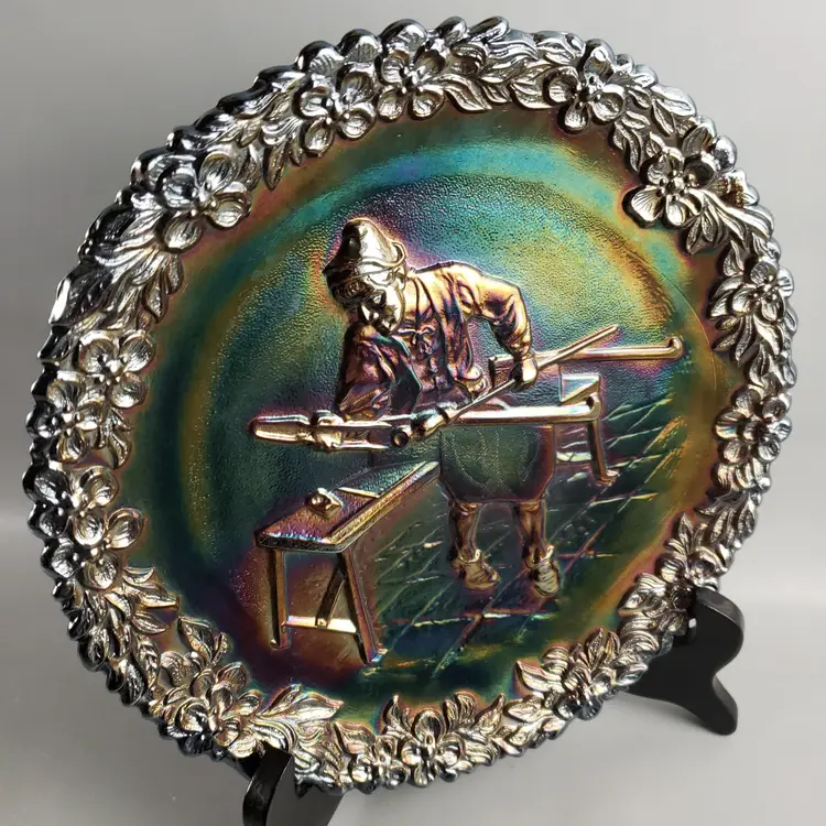 Vintage Fenton 1970 Amethyst Carnival Glass Craftsman Collector Plate