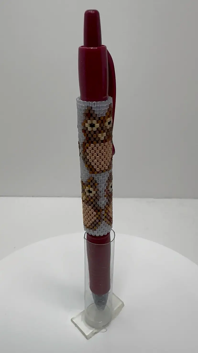 H005. Hand Beaded Pen Sleeve Owl