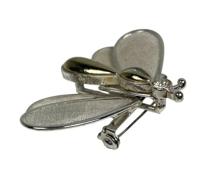 Moth Butterfly Bobble Wing Silver Toned Brooch