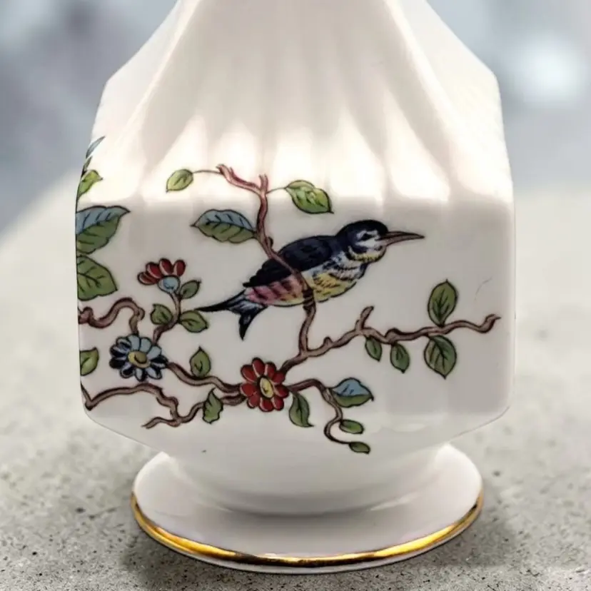Vtg Aynsley Pembroke Pattern Blue Bird Fine Bone China Bud Vase Made in England