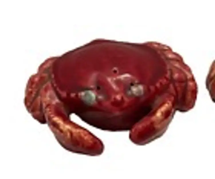 Salt & Pepper Shakers Crab Glass Set 3.25 Inch x 2 Inch No Stoppers Ceramic