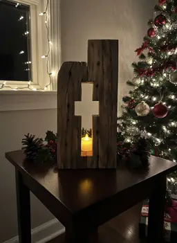 NEW Handcrafted Rustic Wood Cross Wall Decor - Reclaimed Timber Art